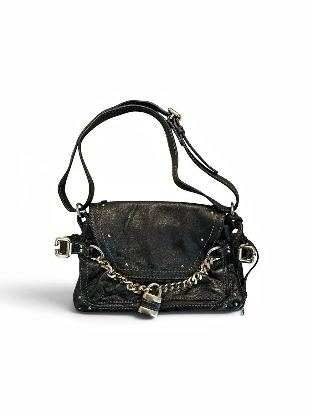 Chloé Vintage 2007 Paddington Black Leather Chain Padlock Bag